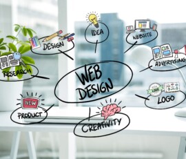 digital composite of business graphics with office background Website Design Service London UK By Blue Oak Digital